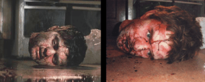 La tête décapitée du fameux loup-garou. Son identité aura changée au cours des diverses versions comme l'attestent ces photographies.
