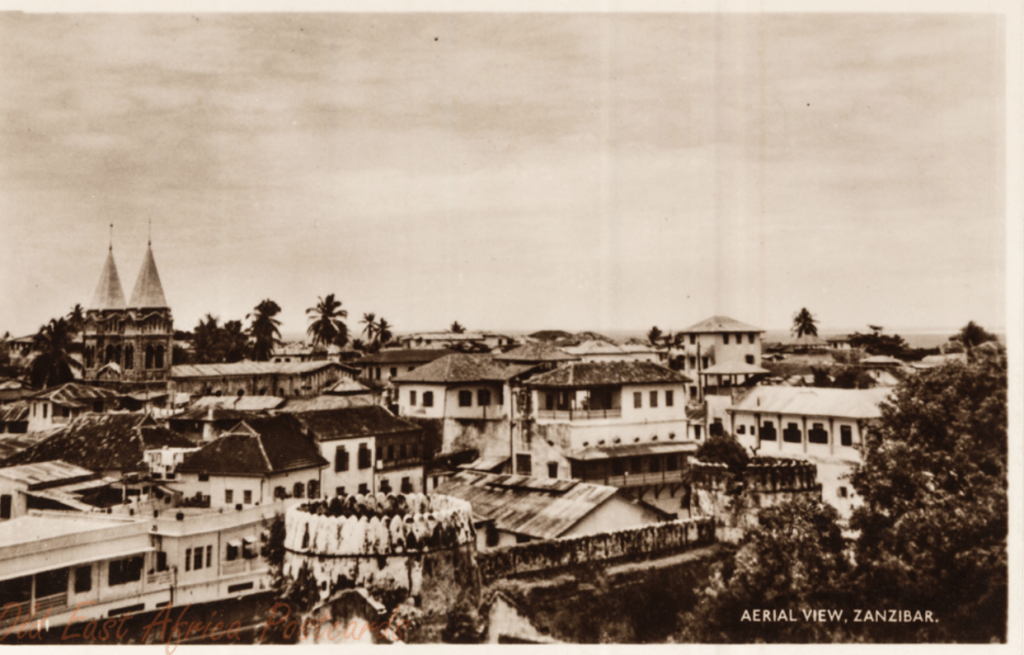 Vue aérienne de Zanzibar, ancienne carte postale.