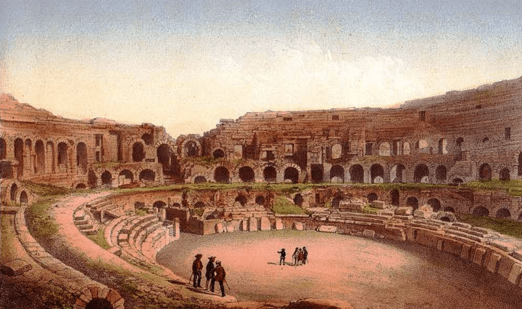 Les arènes de Nîmes au début du XIXe siècle