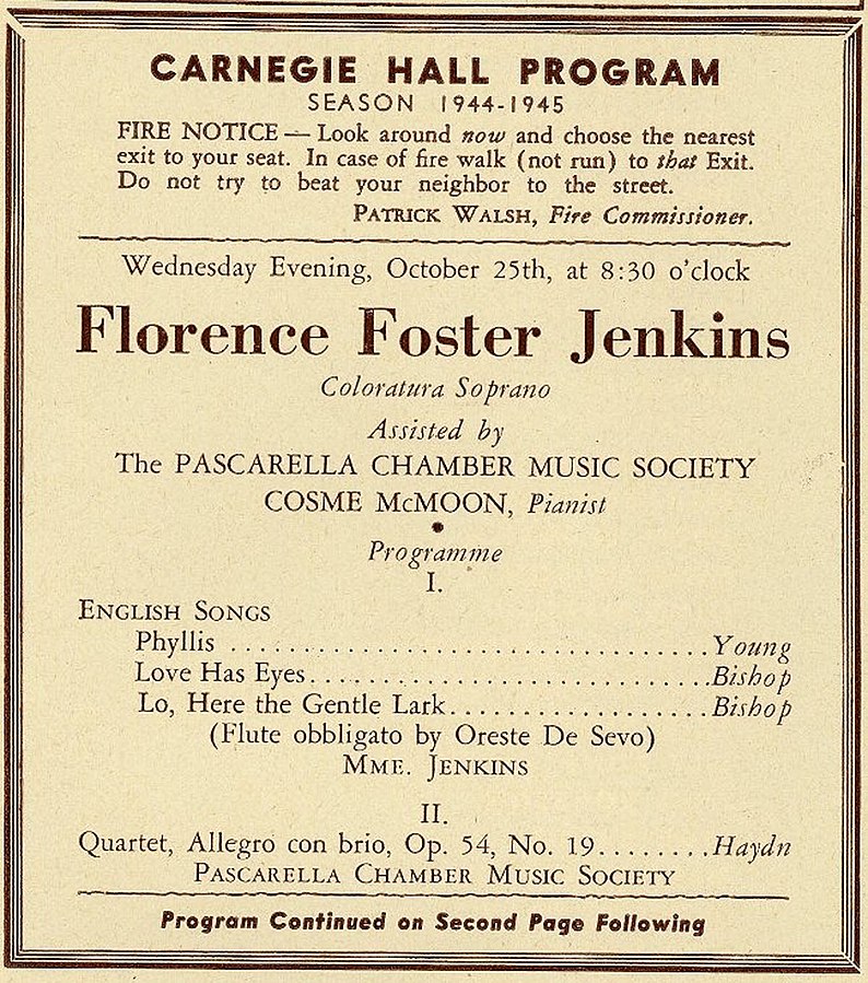 Florence Foster Jenkins au Carnegie Hall - Cultea