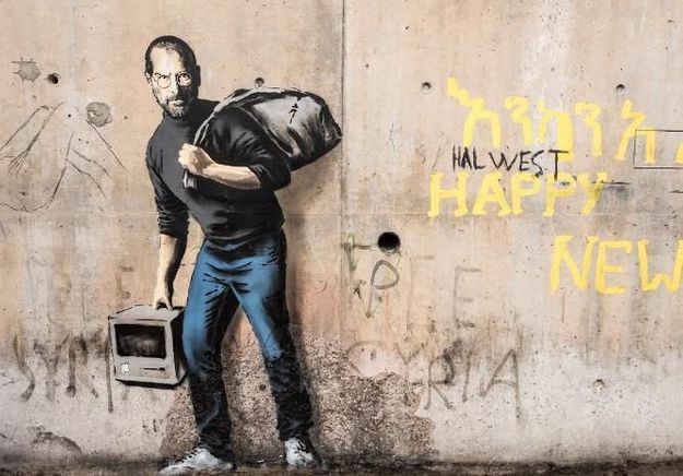 The Son of a Migrant from Syria, Steve Jobs en émigré, Banksy, 2015 - Cultea