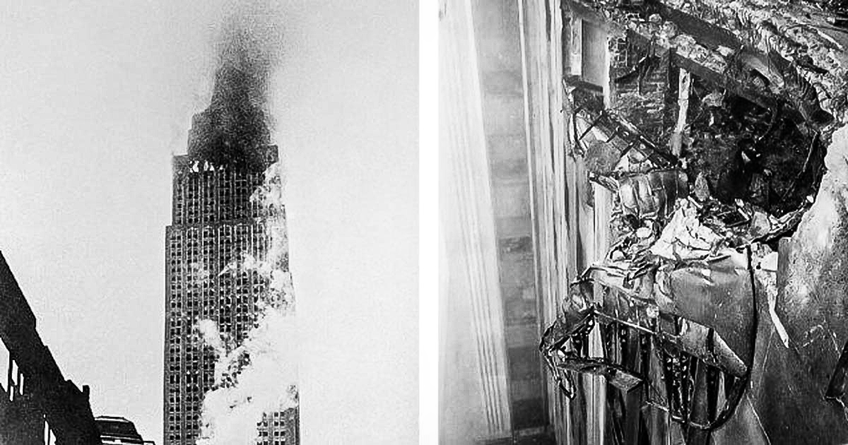 Empire State Building : les photos impressionnantes du crash d'avion de 1945 - Cultea
