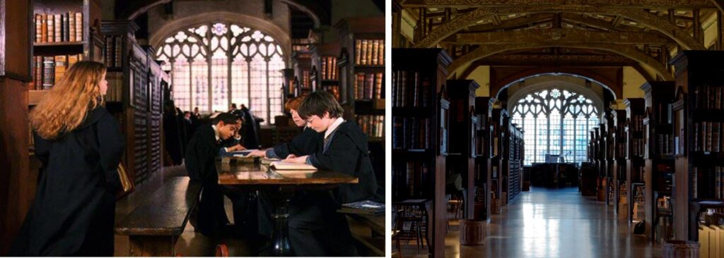 Scène du film Harry Potter à l'école des sorciers, tournée dans la Duke Humfrey's Library - Cultea