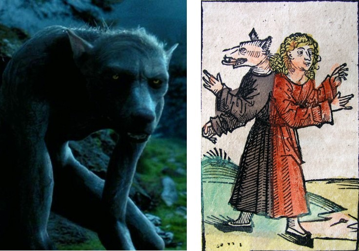 Le professeur Lupin transformé en loup-garou - Un homme-loup, tiré de Liber Chronicarum, Nuremberg, 1493 - Cultea