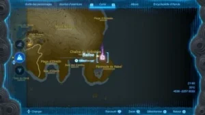 Carte de Zelda TOTK avec la localisation précise de la grotte