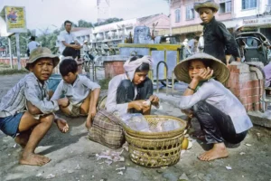 Au sud-est de My Tho au bord du Mékong en 1969. (Province de Dinh Tuong, Vietnam)