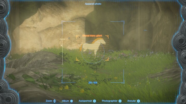 Photo du cheval blanc géant dans Zelda Tears of the Kingdom