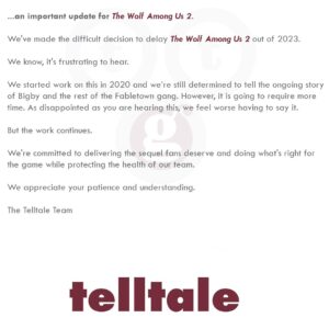 Telltale annonce le retard de sortie de The Wolf Among Us 2